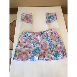 pbx pro pink and blue cotton candy like print athletic leggings size small